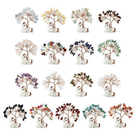 Natural & Synthetic Gemstone Chips Tree of Life Decorations DJEW-A017-01-1