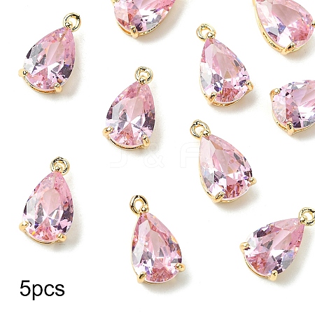 5Pcs Transparent Glass Charms GLAA-YW0004-41B-1