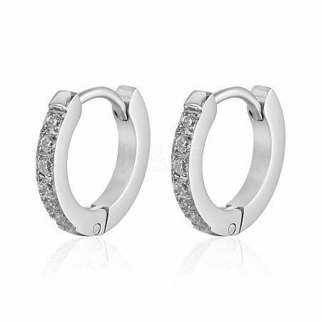 Stainless Steel Stud Earrings with Cubic Zirconia for Women EW0566-2-1