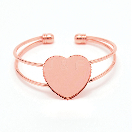 Heart Double Layered Wire Wrap Cuff Bangle BJEW-WH0015-02RG-1