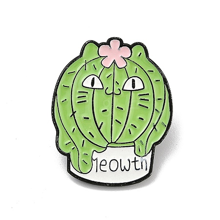 Fanny Cactus Cat Shaped Enamel Pins JEWB-R001-05EB-04-1