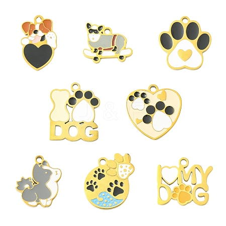 8Pcs 8 Styles 304 Stainless Steel Enamel Pendants STAS-CJ0003-38-1