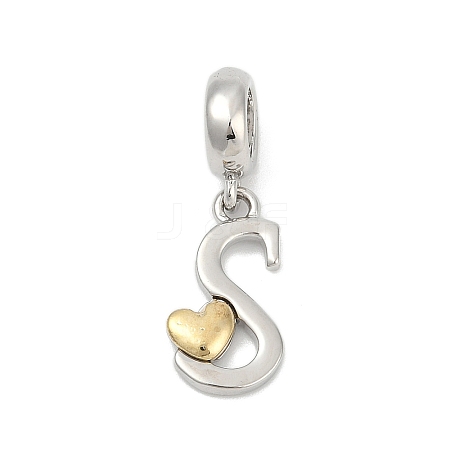 Brass European Dangle Charms KK-Z097-01S-GP-1