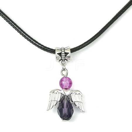 Angel Shape Alloy with Glass Pendant Necklaces NJEW-JN04560-01-1