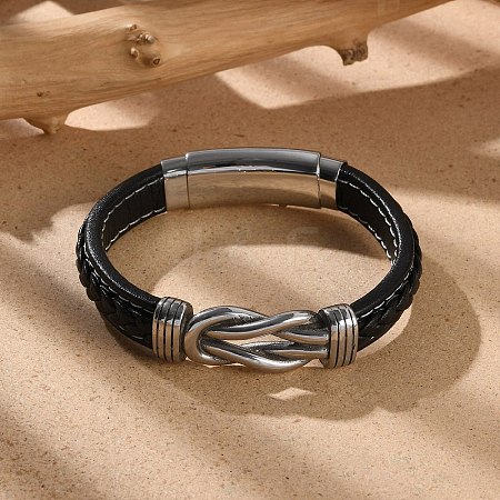 Braided Microfiber Leather Cord Bracelets for Men BJEW-Z081-03P-01-1