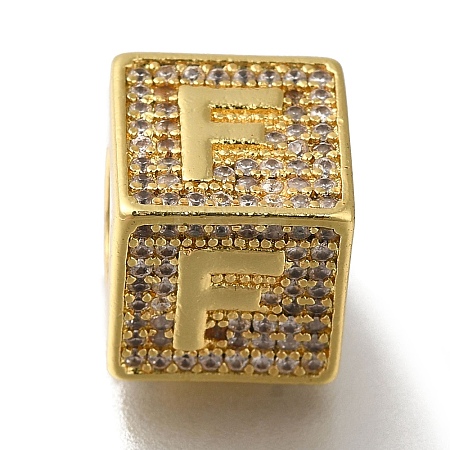 Brass Cubic Zirconia Beads KK-Q818-01F-G-1