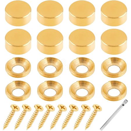 SUPERFINDINGS 2 Sets Flat Round Brass Glass Standoff Pin Sets DIY-FH0005-02-1