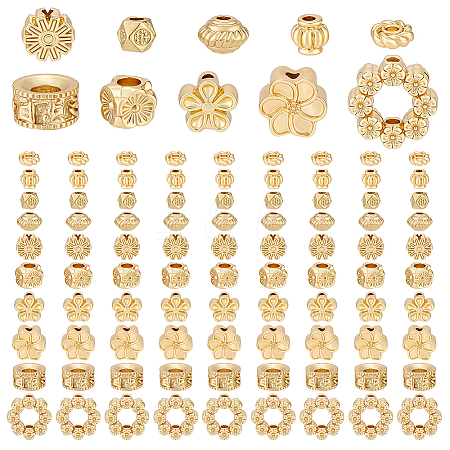 120Pcs 10 Styles Rack Plating Alloy Bead FIND-PH0038-12-1