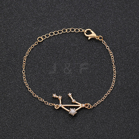 12 Constellations Alloy Rhinestone Link Bracelets WG43B2B-03-1