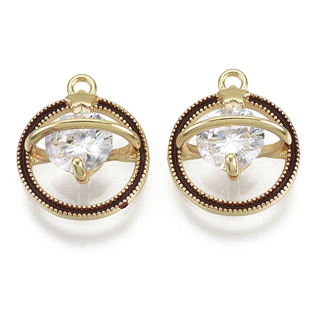 Brass Micro Pave Clear Cubic Zirconia Universe Space Charms X-KK-S348-566-NF-1