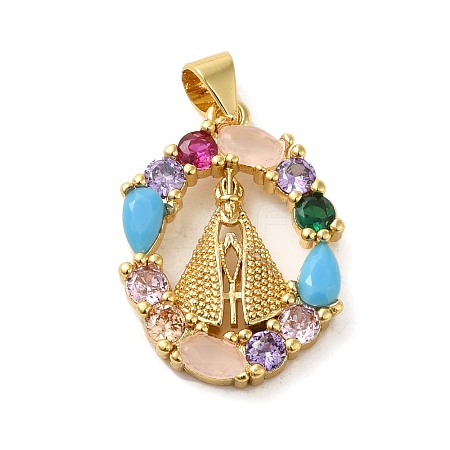 Rack Plating Brass Micro Pave Colorful Cubic Zirconia Pendants KK-G488-11G-1