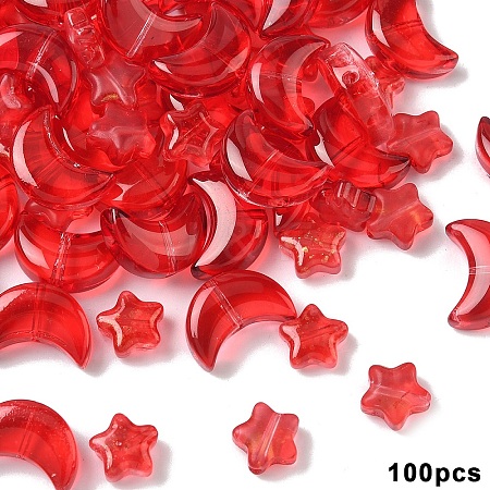 100Pcs 2 Styles Transparent Spray Painted Glass Beads GLAA-YW0005-14B-1