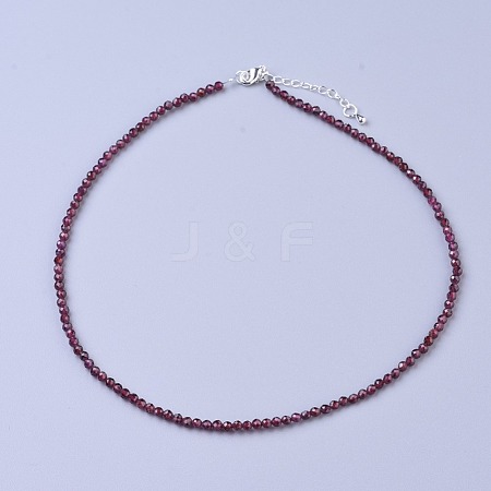 Natural Garnet Beaded Necklaces NJEW-K114-B-A04-1