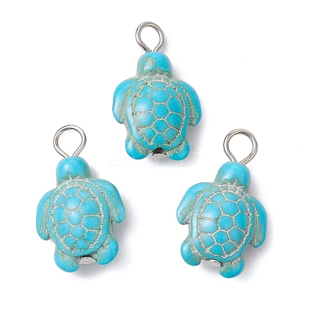 Dyed Synthetic Turquoise Pendants PALLOY-JF02924-02-1