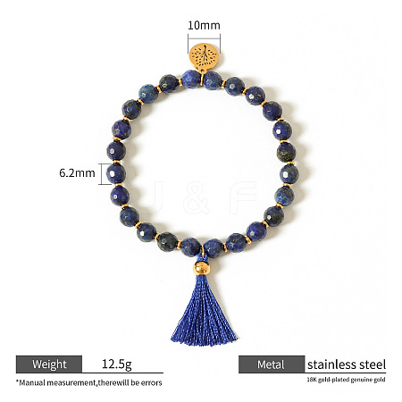 6.2MM Faceted Round Natural Lapis Lazuli Beaded Stretch Bracelets WG42E8E-01-1