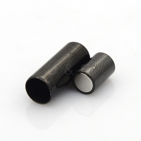 304 Stainless Steel Smooth Surface Magnetic Clasps with Glue-in Ends Fit 5mm Cords STAS-O042-B-15-1