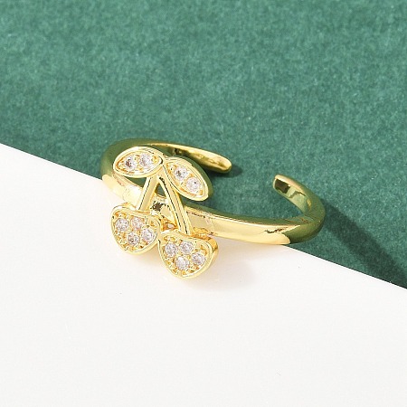 Brass Micro Pave Cubic Zirconia Cuff Rings for Women RJEW-B153-03G-1