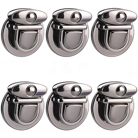 6Pcs Flat Round Alloy Bag Tuck Lock Clasps FIND-CP0003-23B-1