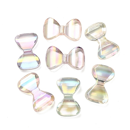 UV Plating Rainbow Iridescent Transparent Acrylic Beads OACR-F006-04-1