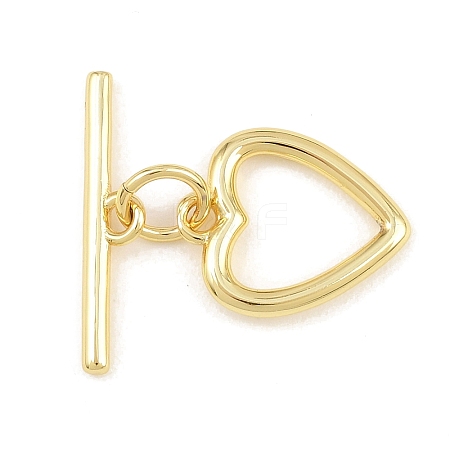 Heart Brass Toggle Clasps KK-G548-43G-03-1