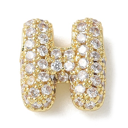 Brass Micro Pave Cubic Zirconia Beads KK-P290-61G-H-1