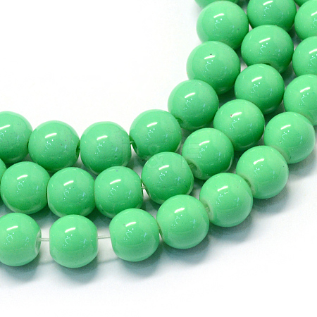 Baking Painted Glass Round Bead Strands DGLA-Q020-8mm-07-1