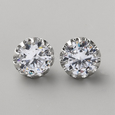 Brass Clear Cubic Zirconia Cufflinks LS-BUTT-WH0012-18P-1
