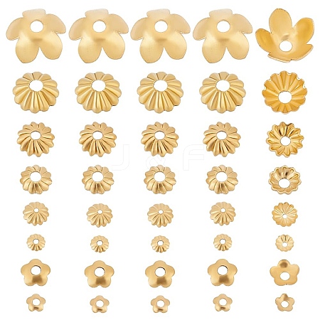 ARRICRAFT 160Pcs 8 Styles Brass Bead Caps KK-AR0002-72-1