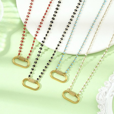 Handmade Enamel Beaded Necklaces NJEW-JN06628-1