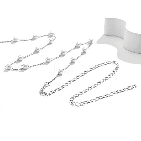 Alloy & Plastic Imitation Round Pearl Body Chains WG6B188-02-1