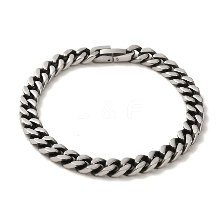 304 Stainless Steel Cuban Link Chain Bracelets for Women Men BJEW-Q341-15D-AS-1