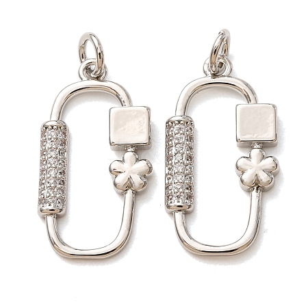 Brass Micro Pave Clear Cubic Zirconia Pendants CU-CBA2907-06P-1