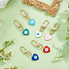 DICOSMETIC 6Pcs 6 Colors Heart with Evil Eye Alloy Enamel Pendant Decoration KEYC-DC0001-27-4