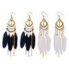 2Pairs 2 Colors Feather Chandelier Earrings EJEW-TA0001-81E-1