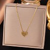 304 Stainless Steel Cluster Heart Pendant Necklaces for Women Men NJEW-Q028-11G-1