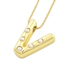 Brass & Plastic Pearl Letter Pandent Box Chain Necklaces for Women NJEW-U017-01G-22-2