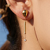 316L Surgical Stainless Steel & Clear Cubic Zirconia Stud Dangle Earrings WG6479C-01-3