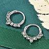 Horse Eye 316 Surgical Stainless Steel Clear Cubic Zirconia Hoop Earrings EJEW-G416-38AS-1