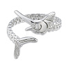 201 Stainless Steel Fishbone Wrap Open Cuff Ring for Women RJEW-N038-101P-2