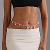 Natural Shell  and Iron Starfish Tassel Imitation Pearl Link Chain Waist Chains for Women AJEW-CP0011-35B-5