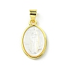 Rack Plating Brass Pave Natural Shell Pendants KK-A204-01A-04G-1
