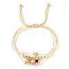 Bohemian Style Brass & Imitation Pearl Beads Braided Bead Bracelets AF5105-1-2