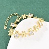 Bear Brass Micro Pave Cubic Zirconia Link Chain Bracelets for Women BJEW-K248-05G-3