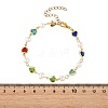 Natural Cultured Freshwater Pearl & Brass Glass Link Chains Bracelets for Women BJEW-JB14219-4