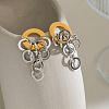Two Tone 304 Stainless Steel Stud Dangle Earrings for Women WG3EDAB-01-3