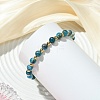 6MM Round Natural Apatite and Brass Beaded Stretch Bracelets for Women BJEW-JB14032-2
