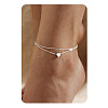 201 Stainless Steel Heart with Initial Charm Double Layer Anklets for Women FS-WG0EC0A-05-1