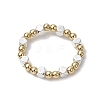 Brass Beads & Synthetic Hematite Beads Stretch Rings for Women RJEW-JR00807-2