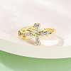 Brass Micro Pave Clear Cubic Zirconia Cuff Rings for Women RJEW-U047-08G-2