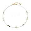 Natural Green Aventurine Heishi Beads & Rice Natural Pearl & Glass Seed Beaded Necklaces NJEW-JN06249-01-3